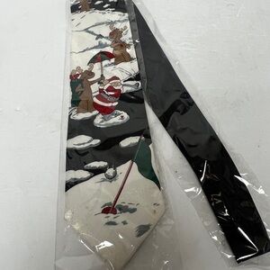 Festive Black and White Tie with Holiday Design